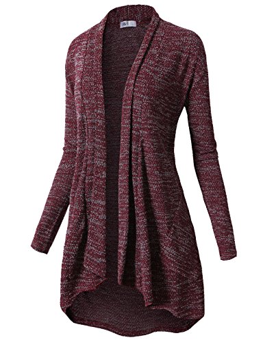 H2H Women Women Long Sleeves Solid Plain High-Low Hem Long Open Maxi Cardigan WINE US S/Asia S (CWOCAL070)