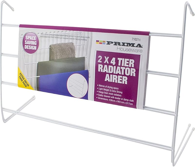 BARGAINS-GALORE Set Of 2 Radiator Airer 4 Tier Drying Rack White