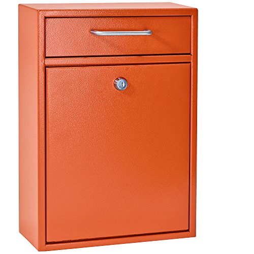 Mail Boss 7425 High Security Steel Locking Wall Mounted Mailbox - Office Drop Box - Comment Box - Letter Box - Deposit Box, Orange