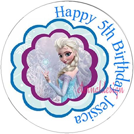 Pack of 24 Disney Frozen Personalised Circle Stickers with Glossy Finish KBCS043