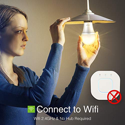 WiFi Smart LED Light Bulb Work with Alexa Google Assistant Gosund, Voice Control APP Remote Control Dimmable, No Hub Required, A19 E26 8W 800lm 75W Equivalent Soft White 2700k (2 Pack) - Thumbnail 4
