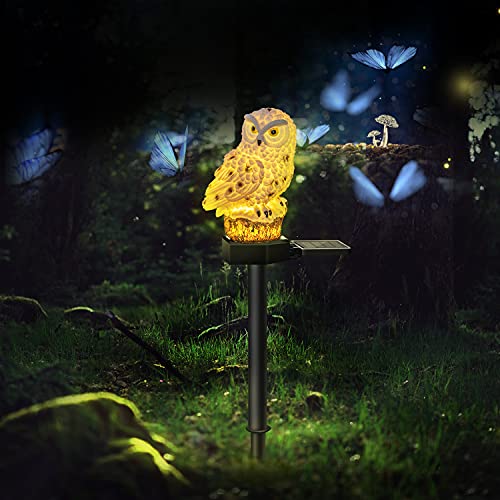 2 Pack Owl Solar LED Lights, 2 Pack Garden Waterproof Decorative with Stake for Outdoor Yard Pathway Outside Patio Lawn Decor Scare Birds Away