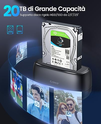 ORICO USB3.0 Hard Disk Docking Station for 2.5" and 3.5" SATA HDD/SSD Support UASP and 20TB Hard Drives (DD18U3)