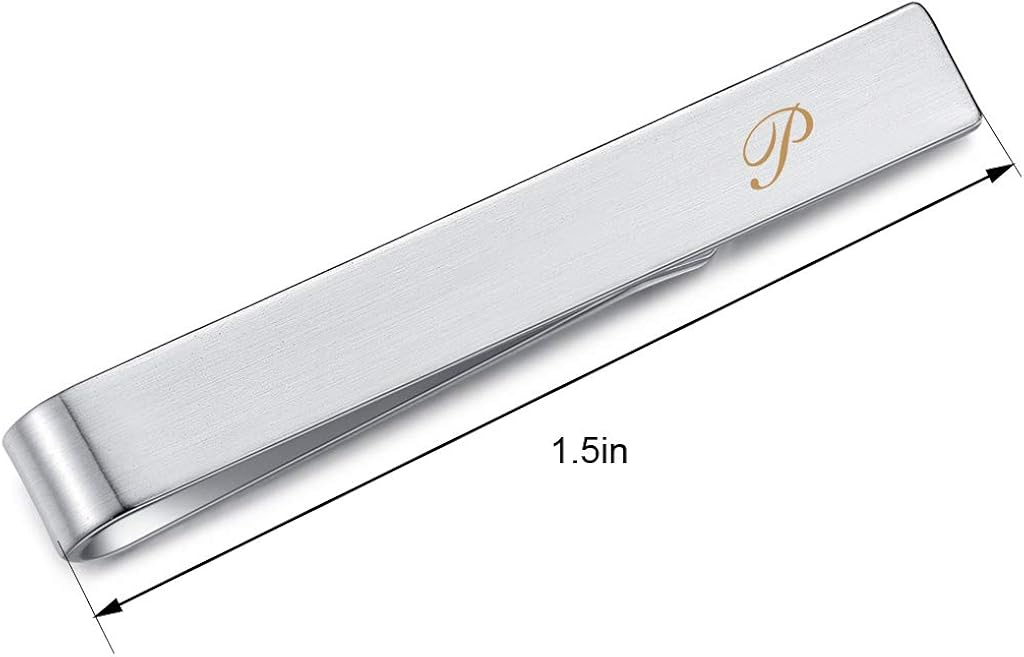 HONEY BEAR Mens Initial Alphabet Letter Tie Clip Bar for Skinny Narrow Size Tie Stainless Steel for Business Wedding Gift 4cm Brushed Silver A - Image 4