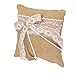 ULTNICE 20 x 20cm Hessian Burlap Wedding Ring Bearer Pillow Cushion (Brown)