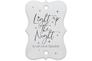 Summer-Ray 50 White Wedding Sparklers Tags Light up The Night & Let Love Sparkle (White)