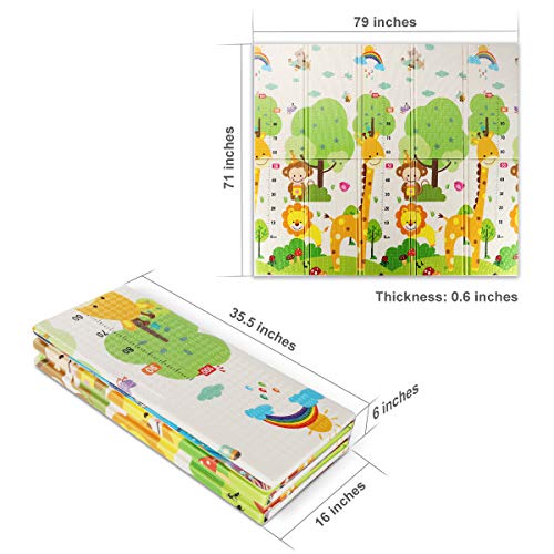 WV-WONDER-VIEW-Baby-Playmat-Crawling-Mat-Folding-Mat-Doble-Side-Portable-Colorful-and-Waterproof-Playmat-for-Kids-Baby-and-Toddler-Thick-Extra-Large-Playmat-79x71x06-inch