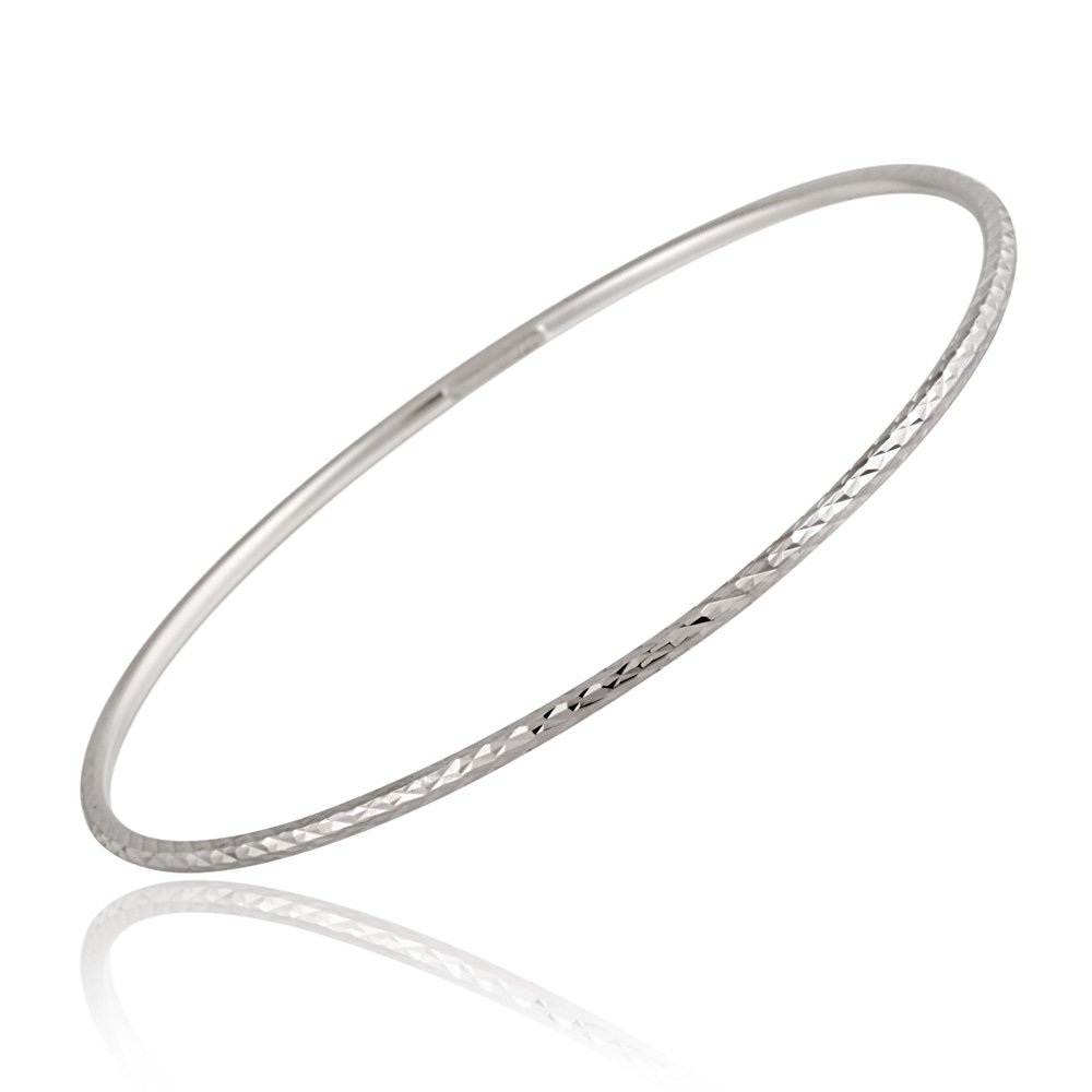 Hoops & Loops - Brazalete de plata de ley con talla de diamante | Plata esterlina