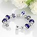 Naivo Designer Inspired Crystal Snake Chain Murano Glass Beads Charm Bracelet - 50 Shades of Love-Sapphire