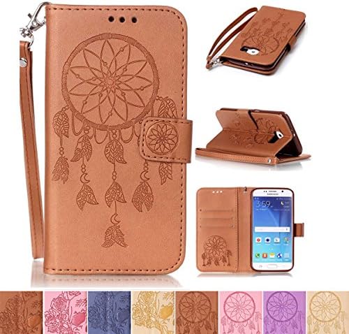 Galaxy S6 edge Case, Firefish [Kickstand] PU Leather Flip Folio Emboss Style Wallet Case Bumper Cover with Strap Magnetic Buckle for Samsung Galaxy S6 edge - Net-B