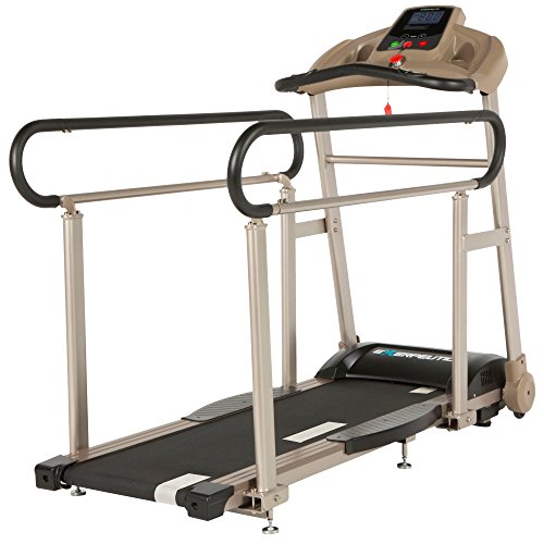 EXERPEUTIC TF2000 Recovery Fitness Walking Treadmill with Full Length Hand Rails, Deck Cushions