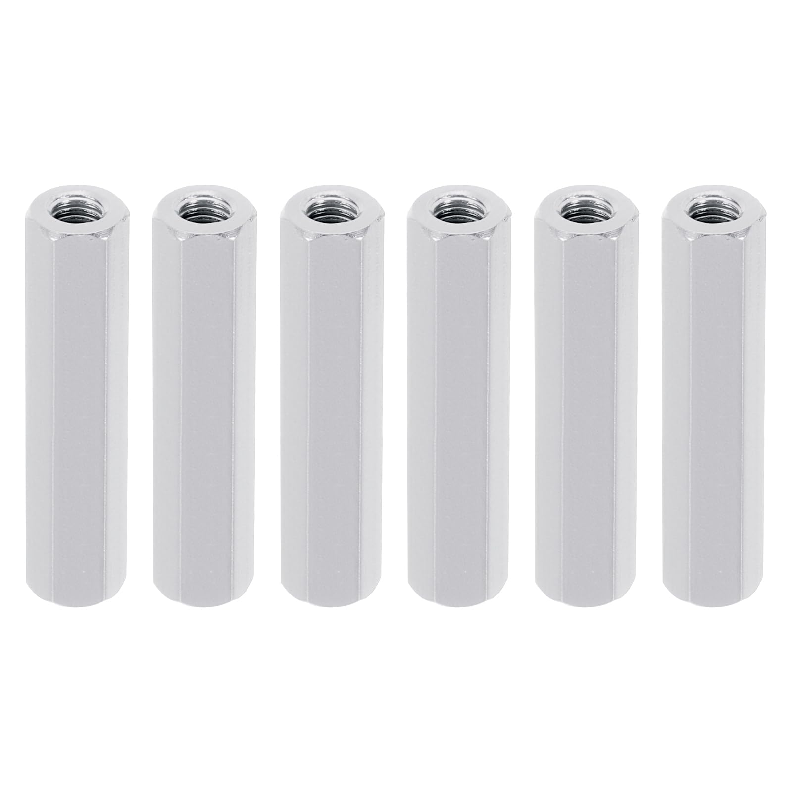 PATIKIL M3 Hex Nuts, 6pcs M3 Threaded Spacers Aluminum 25mm L Female Metal Spacer Screw Standoff for M3 Screw Bolts RC Car Drones Stacks Motherboard, Silvery