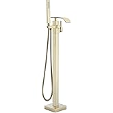 Senlesen Freestanding Bathtub Faucets Floor Mounted Tub Filler Faucet with Handshower Brushed Gold
