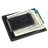 Artmi Mens Money Clip RFID Blocking Magnetic Front Pocket Wallet Strong Thin Card Holder, Black