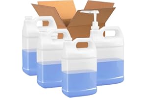 SVERES 4 Pcs 1 Gallon F Style HDPE Jug with Dispenser Pump - Secure 38-400 Neck Finish - Ideal Water Container for Water Storage, Detergents, Oil Containers, Industrial and Everyday Use
