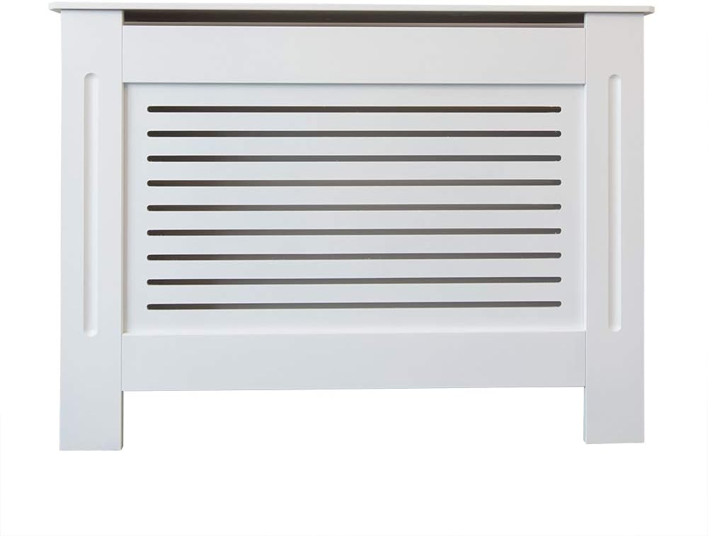 Jack Stonehouse Radiator Cover Modern Horizontal Slat MDF Wood Cabinet, White Small