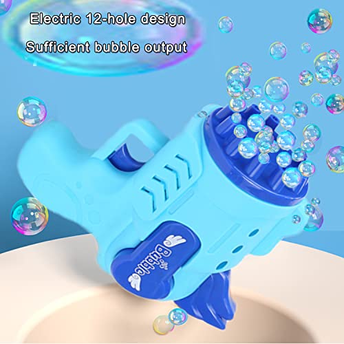 2PCS Automatic Bubble Machine Gun for Toddlers, 12 Hole Bubble Maker Summer Toy for Kids, Bubble Blower with Light Party Favors Bubble Blower for Boys Girls, Outdoor Children\'s Toys Gifts