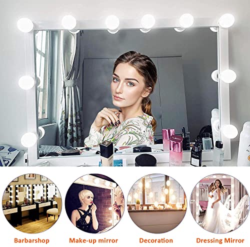Gluckluz Vanity Mirror Lights Makeup LED Mirror Lighting Hollywood DIY 14 Light Bulb for Women Indoor Home Bathroom Bedroom Dressing Table with Dimmer (USB Plug in, Mirror Not Included)