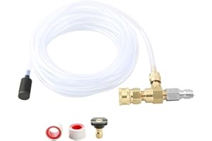 Sooprinse Chemical Injector Kit for High Pressure Washer, 4000 PSI Adjustable Soap Dispenser with a 1/4 Inch Black Soap Nozzle and Teflon Tape, 16 Ft Siphon Hose, 3/8 Inch Quick Connect