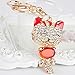 A Pair of Red & Pink Cute Cat Kitten Bling Crystals Rhinestone Key Chain Keyring Holder Handbag Charm