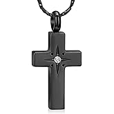 Imrsanl Cross Urn Necklace for Women Men Cremation Jewelry for Ashes Memorial Pendant Human Pet Funeral Ashes Holder Keepsake