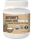 Anthony's Organic Virgin Coconut Oil, 54oz, Unrefined, Cold Pressed, Tree to Table, Keto Friendly