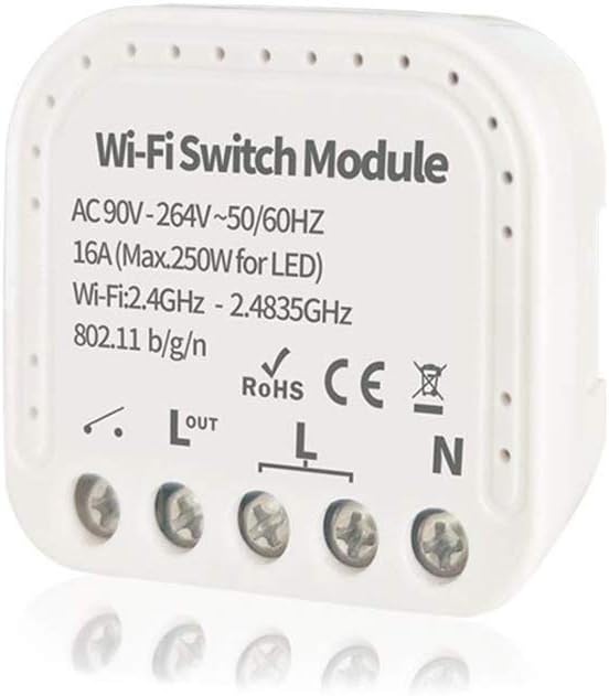 WiFi Relay Switch Self-Locking Switch Module, AC 90-264V WiFi Relay Switch Module Smart Life/Tuya APP Remote Control Switch Relay Module, Compatible with Alexa Echo Google Home