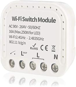 WiFi Relay Switch Self-Locking Switch Module, AC 90-264V WiFi Relay Switch Module Smart Life/Tuya APP Remote Control Switch Relay Module, Compatible with Alexa Echo Google Home