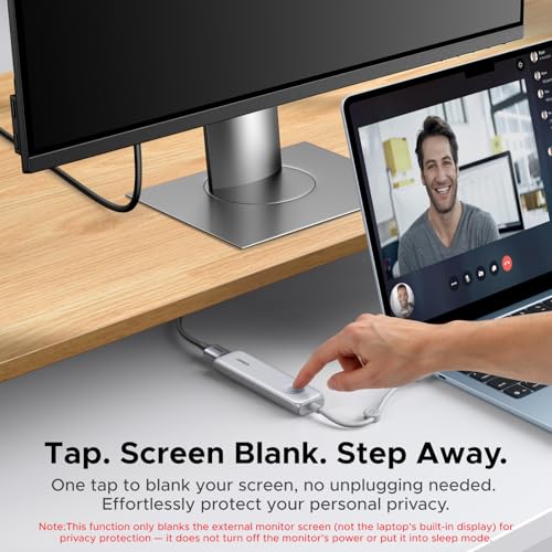 UGREEN 5-in-1 USB C Hub with One-Key Screen Off, 4K@60Hz HDMI, 100W PD, 10Gbps USB-C & 2x USB-A 2.0, Built-in Cable Storage – Type C Multiport Adapter for Laptop, Phone, Windows (Not for MacBook NEO)