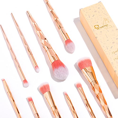 image for Qivange 10pcs Makeup Brush Set, Fabulous Unicorn Concealer Foundation 