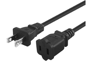 PLUGRAND 6FT(1.8M) Polarized US 2-Prong Male-Female Extension Power Cord, 2 Outlet Extension Cable Cord US AC 2-Prong Male/Female Power cable10A/125V, Nema 1-15P to 1-15R Cable Polarity