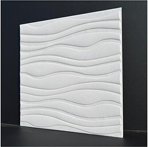 YFRHF 3D Wave in Three-Dimensional Wall Stickers Decorative Backdrop Soft Living Room TV Wall Children Anti-collision Self-adhesive Wallpaper(60cmX60cmX8cm） (Milky white)