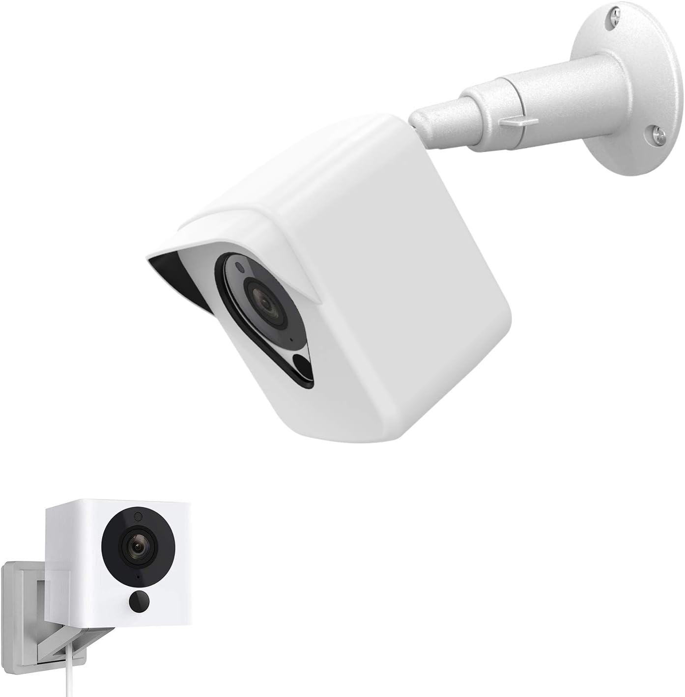 Wyze Cam Camera Wall Mount Bracket, COOWUFAN Weather Proof 360 Degree Protective Adjustable Housing Mount and Cover for Wyze Cam V2 V1 and Ismart Spot Camera Indoor Outdoor (White(1 Pack))