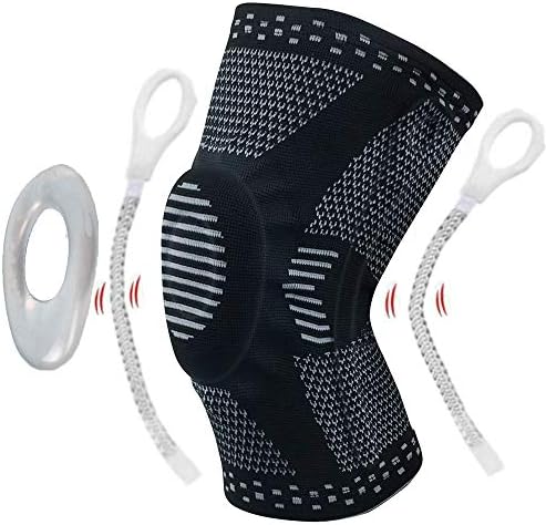 RGTOPONE Knee Brace Support with Side Stabilizers & Patella Gel Pad Professional Upgraded Compression Sleeve Medical Grade Knee Protector for Men Women Meniscus Tear Running Workout Weightlifting Gym