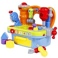 iFixer Multifunctional Musical Learning Tool Workbench Set with Shape Sorter Tools Lights Engineering Sounds for Boys Girls Toddlers