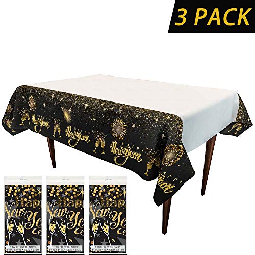 3PCS New Year Table Cover Party Supplies Decorations, Holiday/Xmas/Christmas/2020 Happy New Year Eve Plastic Tablecloth Party Decorations - Thumbnail 6