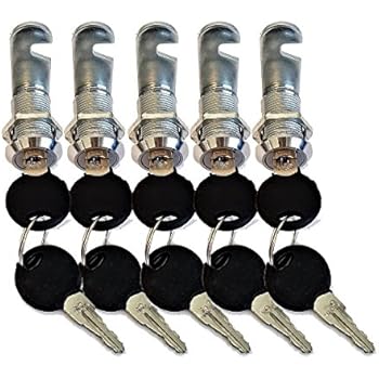 Cabinet CamLock Keyed Cam Locks Pack of 5 Keyed Alike Lock, RV Door, Kitchen Drawer
