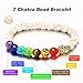 CLÉMENT & HILTON 7 Chakras 8mm Lava Rock Stone Anxiety Bracelet Essential Oil Diffuser Stone Yoga Beads Bracelets Meditation Relax Healing Aromatherapy Bangle for Men Wonmen Kids