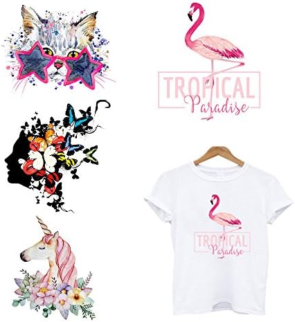 Heat Transfer Vinyl Patch Sticker, Pack of 4 Large Iron on Patches, Unicorn Patches Household Irons Decal Motif Appliqued for T-shirt Jeans Coats Totes clothes