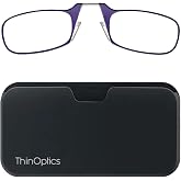 ThinOptics Pod Reading Glasses - Slim Armless Pocket Readers - Black, Purple 1.5x