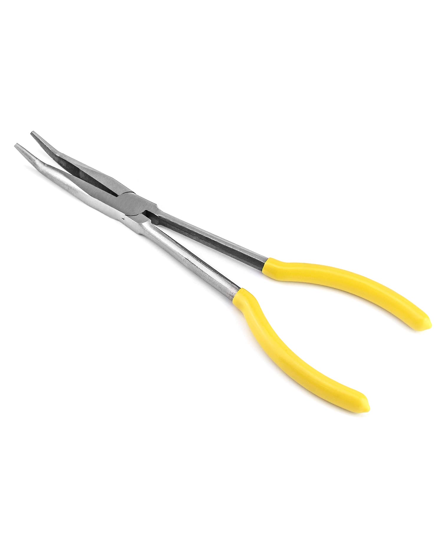 QWORK® Bent Nose Pliers, Extra Long Steel Pliers with Curved, Bent 25°, 11" / 280mm — image 1
