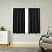 jinchan Kitchen Curtains 45 Inch Tier Curtains Waffle Woven Textured Cafe Curtains Half Window Curtain Set Rod Pocket Light Filtering for Bathroom Sink Laundry Room Basement RV 2 Panels Black