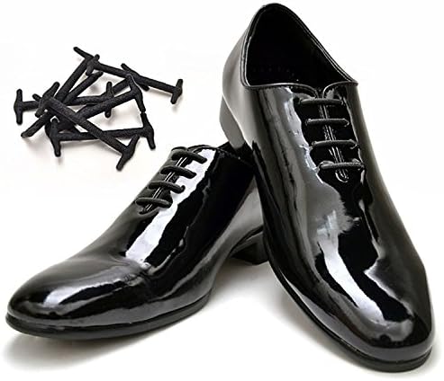 No Tie Shoelaces for Dress Shoes, Elastic Oxford Shoelaces for Adults and Youth - 12PCS Black