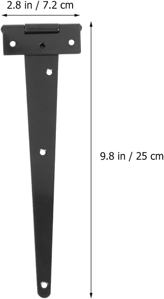 Yarnow 2pcs T Hinges Heavy Duty Hinges Strap for Storage Shed Door Barn Door Gates 10 Inches (Black), 2pcs,10 Inches, 2pcs,10 Inches - Image 3