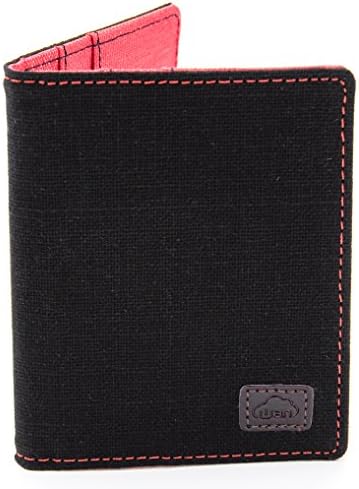 Natural Series - Wallet, 4 Slots for 4-8 Cards, RFID Blocking, Slim Fabric (Black/Red)