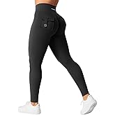 YEOREO CoreFlex Leggings with Pockets for Women Charm Scrunch Workout Leggings V Cross Waist Butt Lifting Gym Yoga Pants