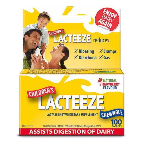 Lacteeze Childrens chewable tablets Strawberry (100 Tablets))