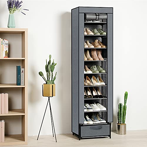 OYREL Shoes Rack 10 Tier Tall Shoe Rack Narrow Shoe Rack with Storage