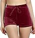 TOB Women's Casual Soft High Waist Drawstring Velvet Shorts Clubwear ,Red,Medium