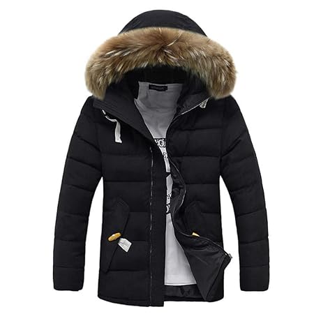 OHQ Herren Jacke Parka Winddicht Coat Mantel Winterjacke Männer Herrenjacke Pilotenjacke Pelzkragen Kapuzenjacke Outdoorjacke